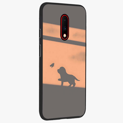 Puppy Shadow Art Glass Case upright view showcasing charming puppy artwork with creative silhouette theme.