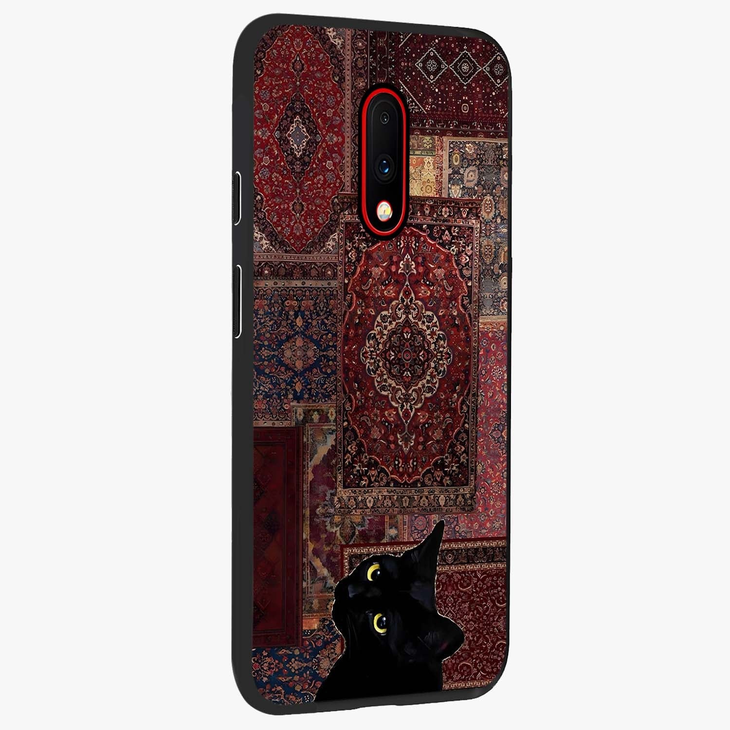 Regal Magic Cat Apple Glass Case upright view showcasing charming cat artwork with playful magical theme.