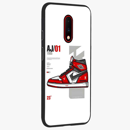 Retro Sneaker Blueprint Glass Case upright view showcasing stylish sneaker illustration with vintage streetwear theme.