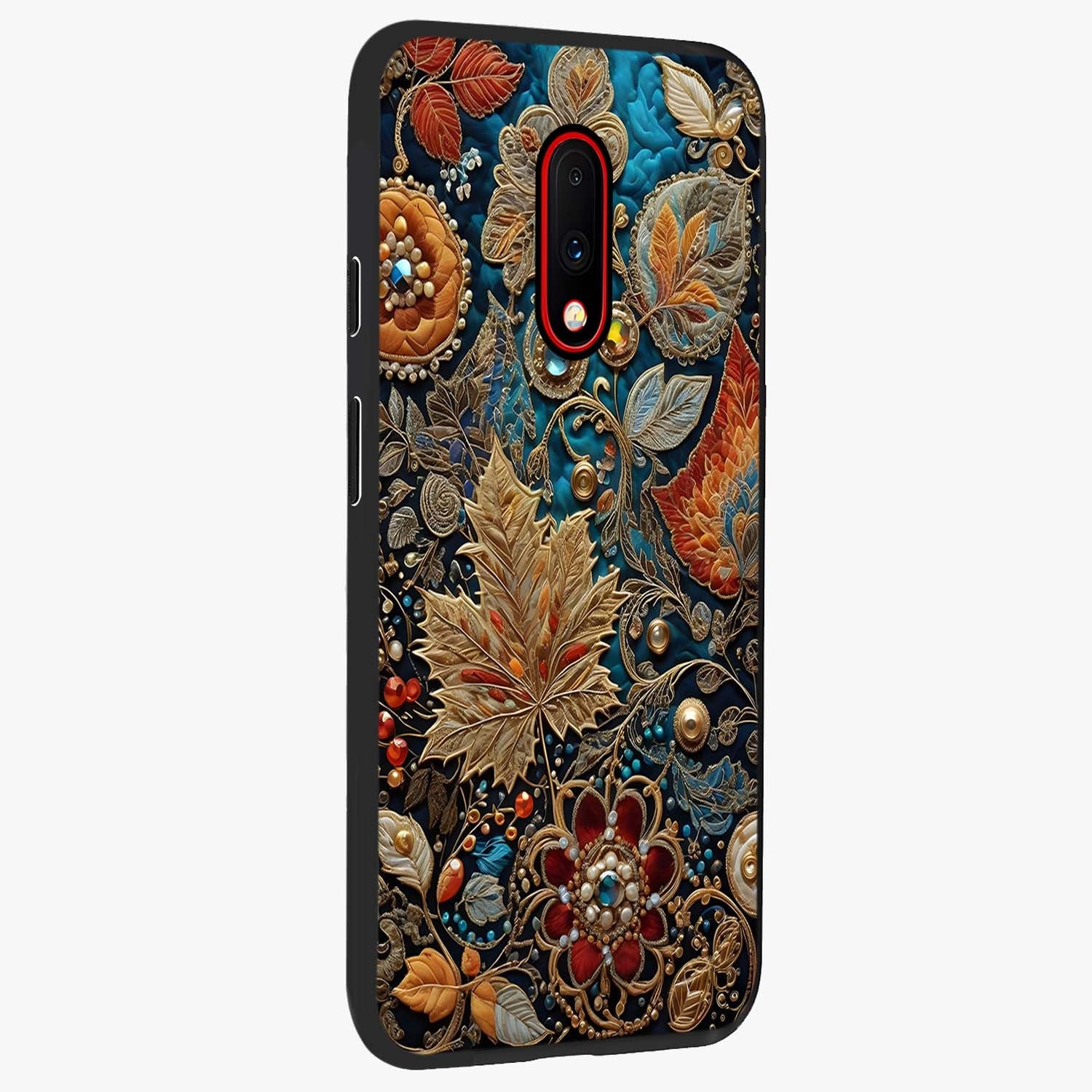 Royal Jewel Garden Glass Case upright view showcasing rich floral artwork with luxurious garden theme.