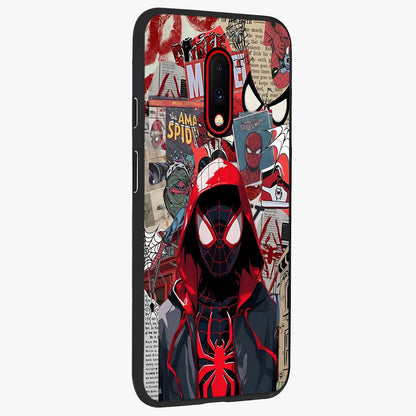 Spider Collage Street Glass Case upright view showcasing bold superhero artwork with urban street theme.