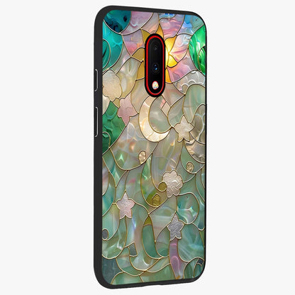 Stained Sunrise Glow Glass Case upright view showcasing colorful sunrise artwork with warm morning theme.