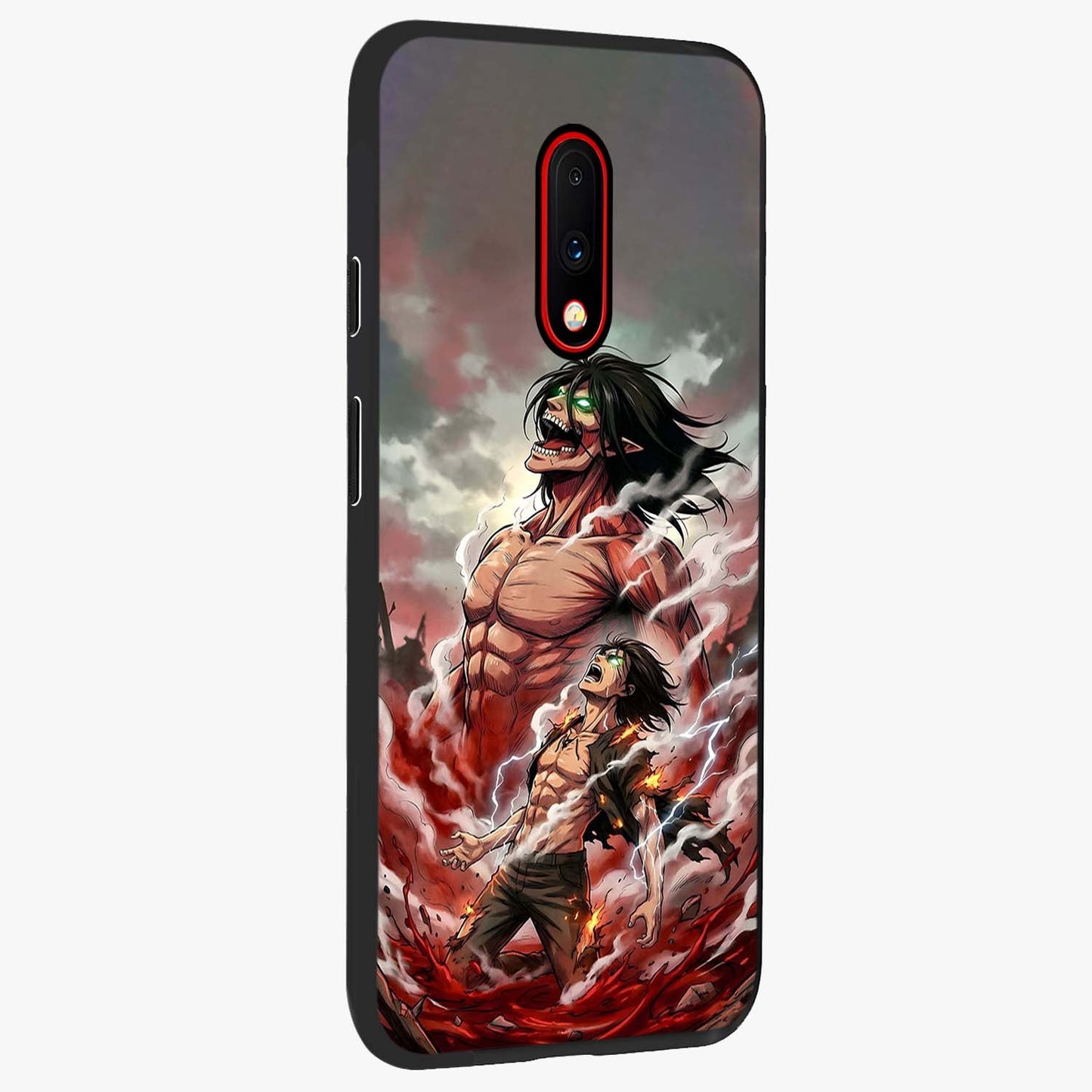 Titan Awakening Fury Glass Case upright view showcasing intense titan artwork with epic fantasy theme.