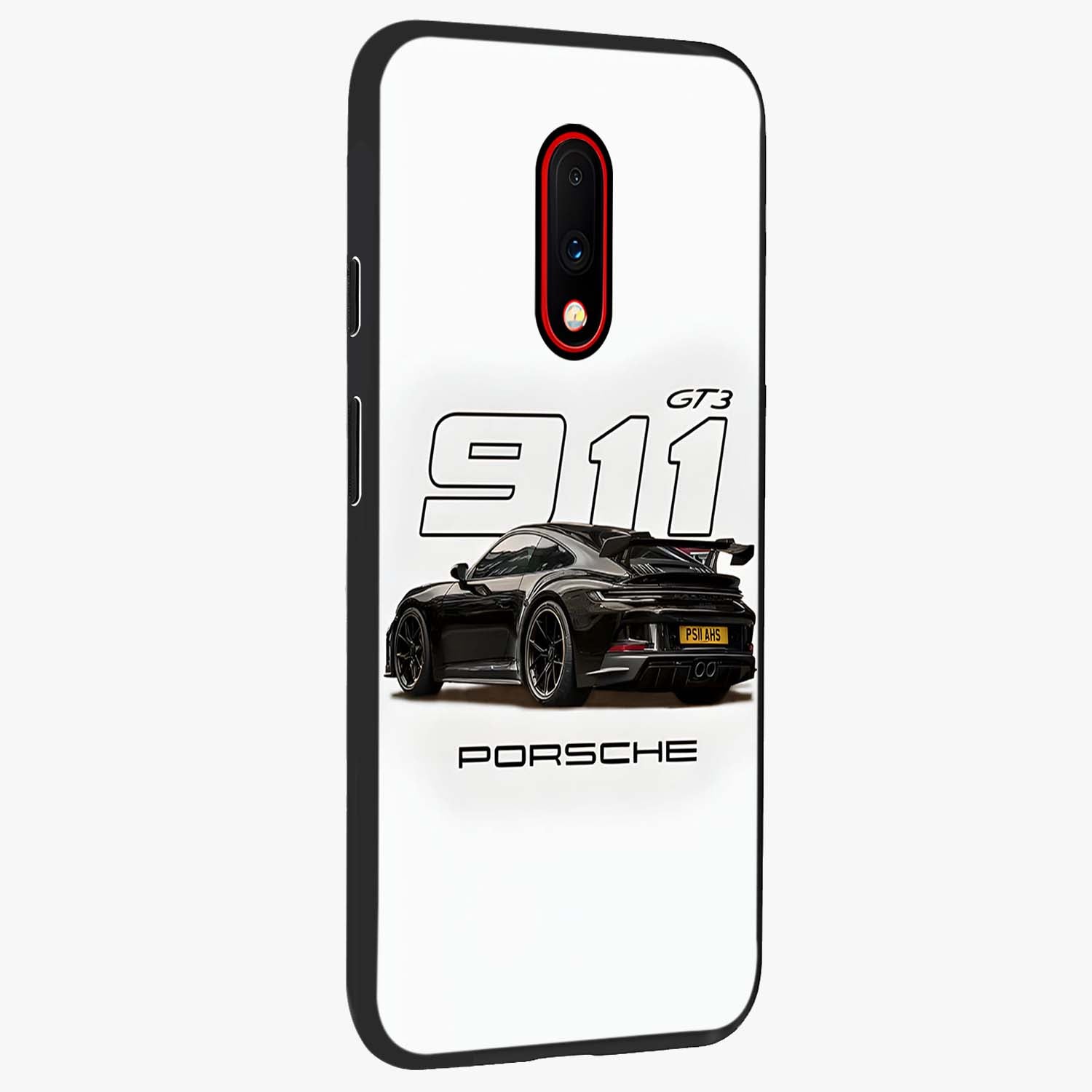Turbo Legacy Icon Glass Case upright view showcasing bold racing inspired artwork with classic car theme.