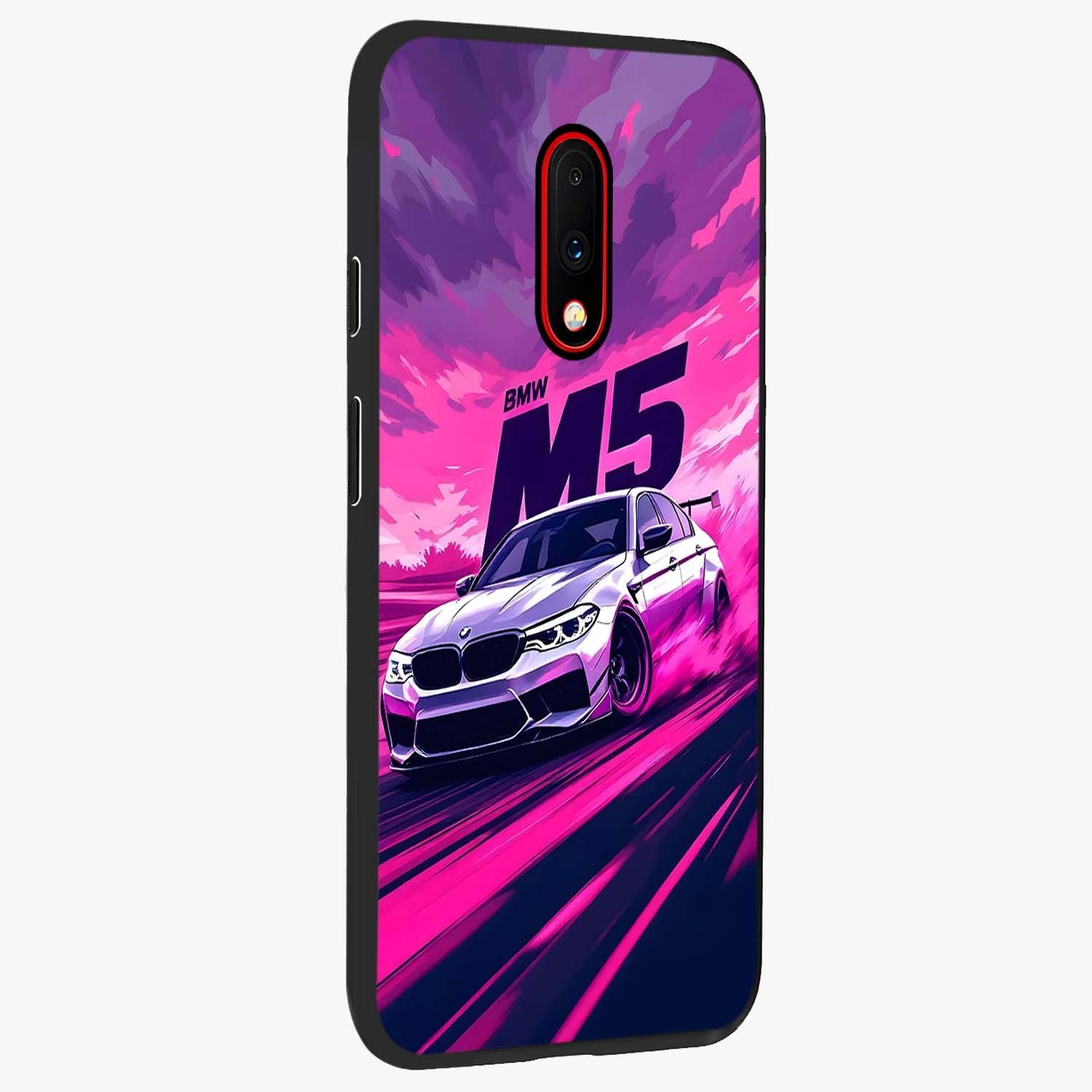 Velocity Drift Pulse Glass Case upright view showcasing powerful racing artwork with energetic motorsport theme.