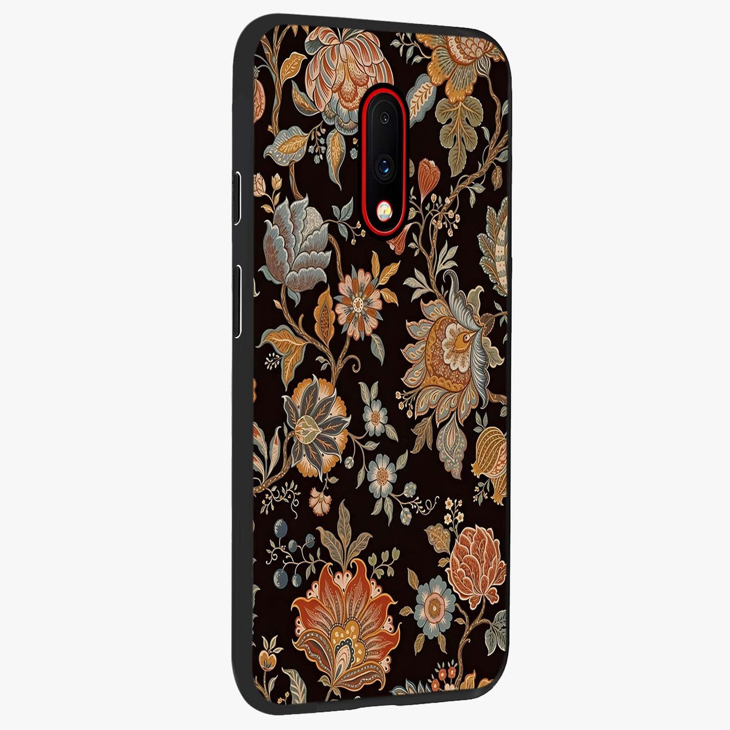 Vintage Floral Dream Glass Case upright view showcasing delicate floral artwork with timeless vintage theme.