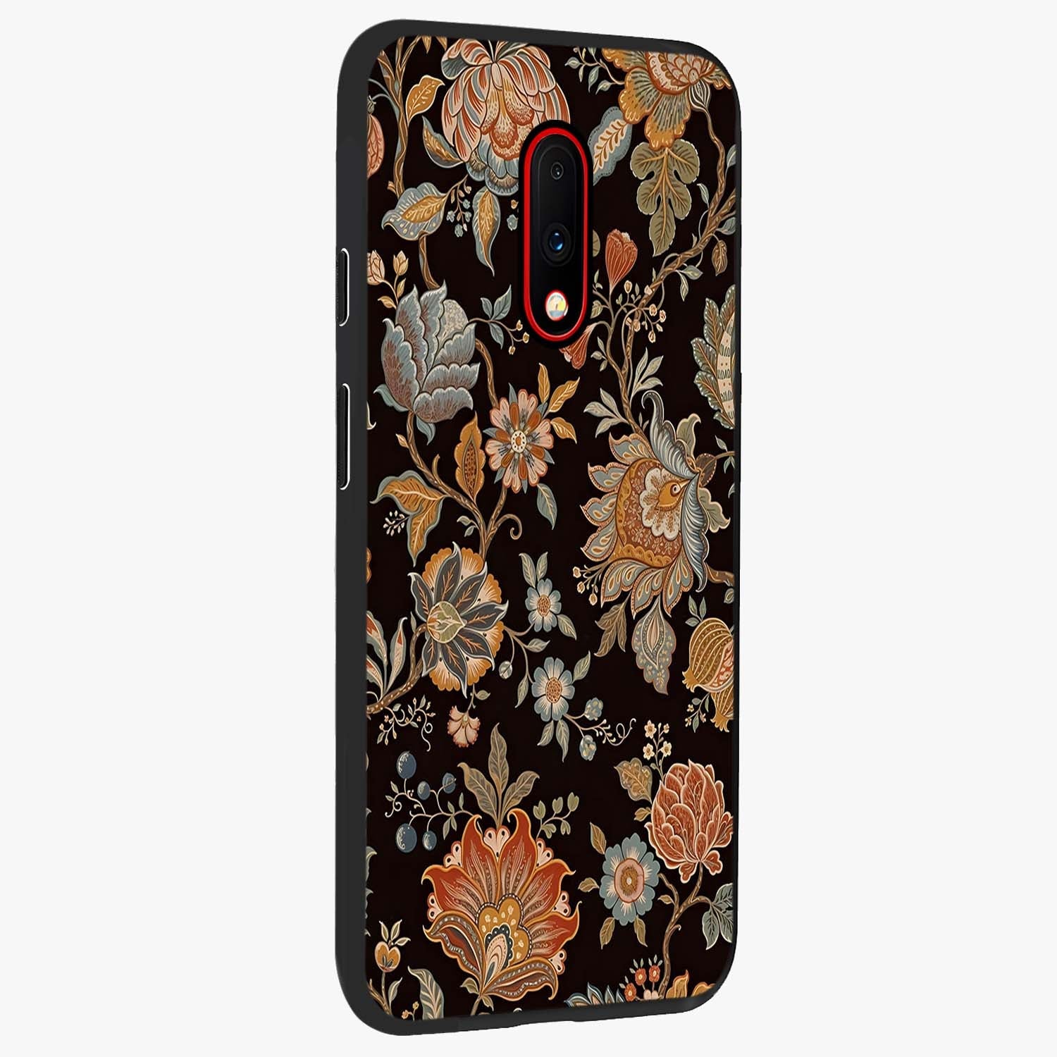 Vintage Floral Dream Glass Case upright view showcasing delicate floral artwork with timeless vintage theme.
