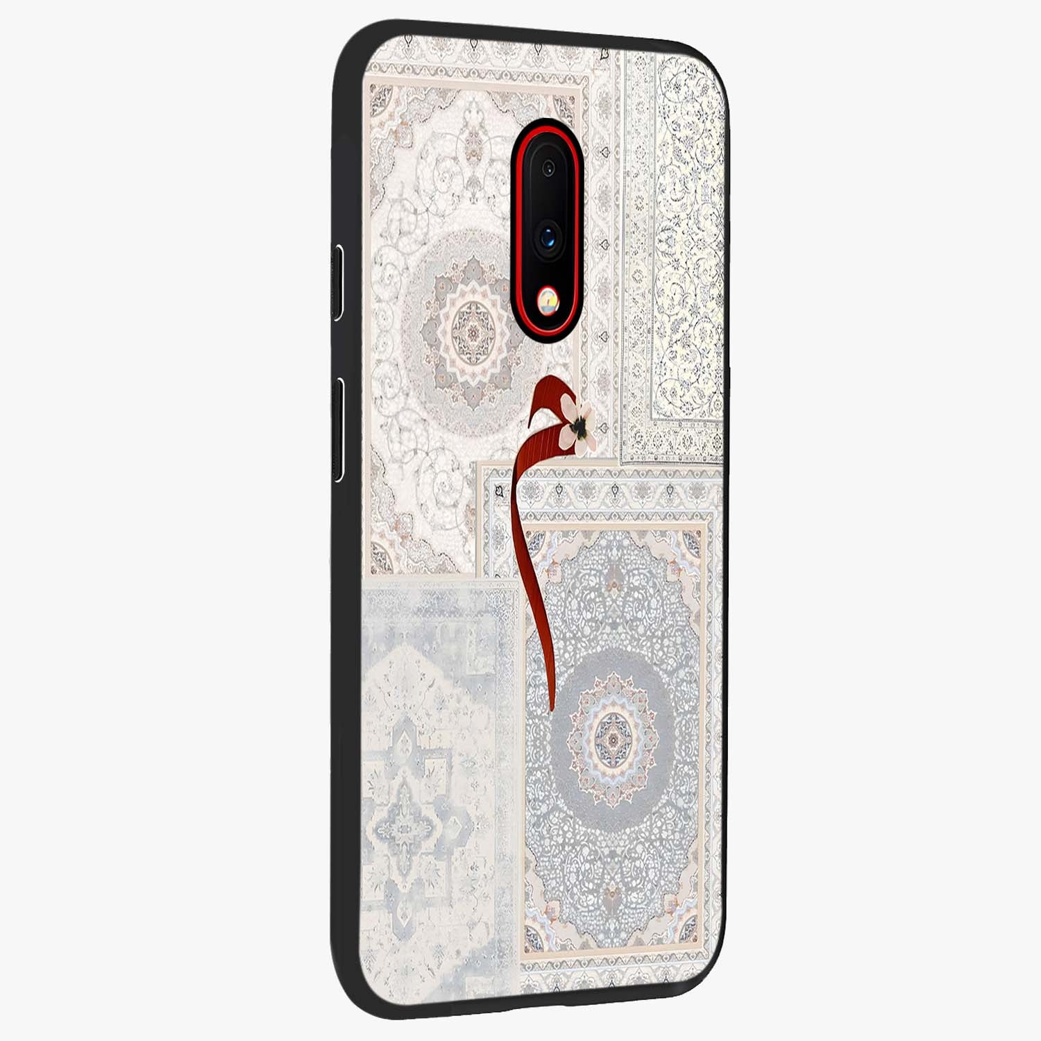 White Aesthetic Bow Glass Case upright view showcasing delicate ribbon bow artwork with cute minimalist theme.
