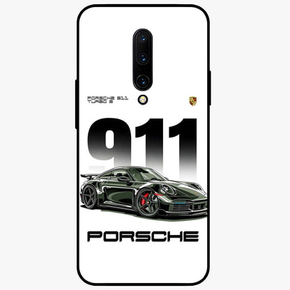 911 Turbo Dominance Glass Case showing clean flat back view with bold 911 sports car artwork and glossy glass finish.