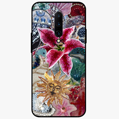 Beaded Garden Fantasy Glass Case showing flat back view with dreamy garden bead artwork and glossy glass finish.