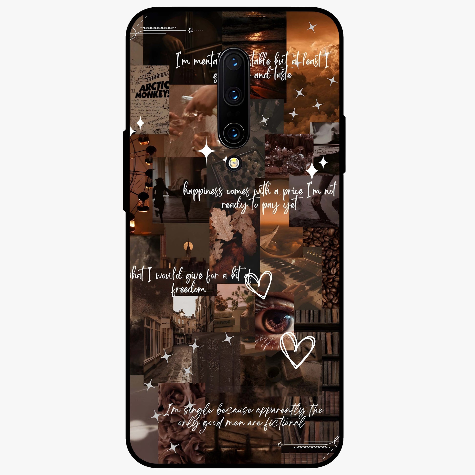 Bittersweet Aesthetic Chaos Glass Case showing flat back view with artistic chaotic aesthetic design and glossy glass finish.