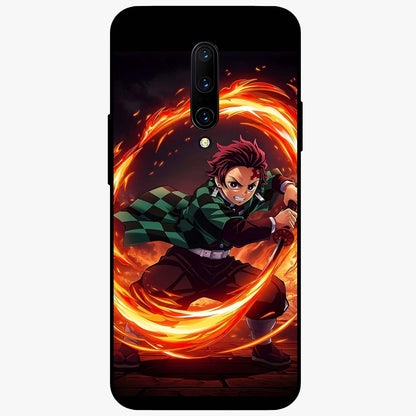 Blazing Sword Resolve Glass Case showing flat back view with fiery sword artwork and glossy glass finish.