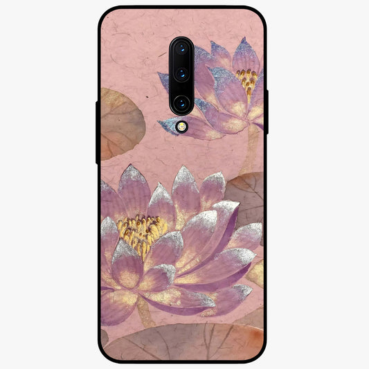 Blossom Mist Lotus Glass Case showing flat back view with serene lotus blossom artwork and glossy glass finish.