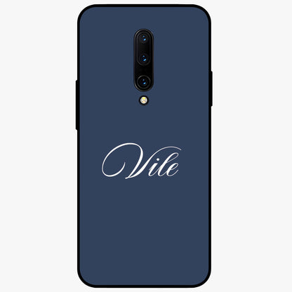 Blue Background Personalized Custom Name Glass Case showing flat back view with minimal blue background and custom name design.
