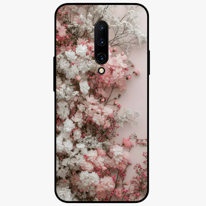 Blush Blossom Cloud Glass Case showing flat back view with dreamy blush cloud blossom artwork and glossy glass finish.