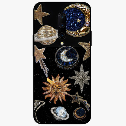 Celestial Gem Constellations Glass Case showing flat back view with sparkling constellation artwork and glossy glass finish.