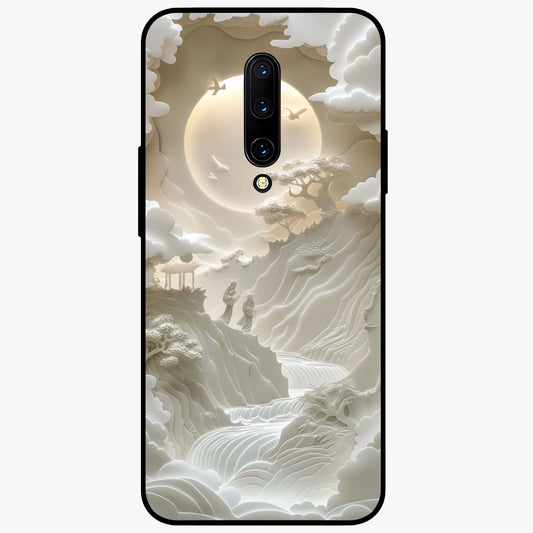 Celestial Origami Glass Case showing flat back view with artistic origami inspired celestial artwork and glossy glass finish.
