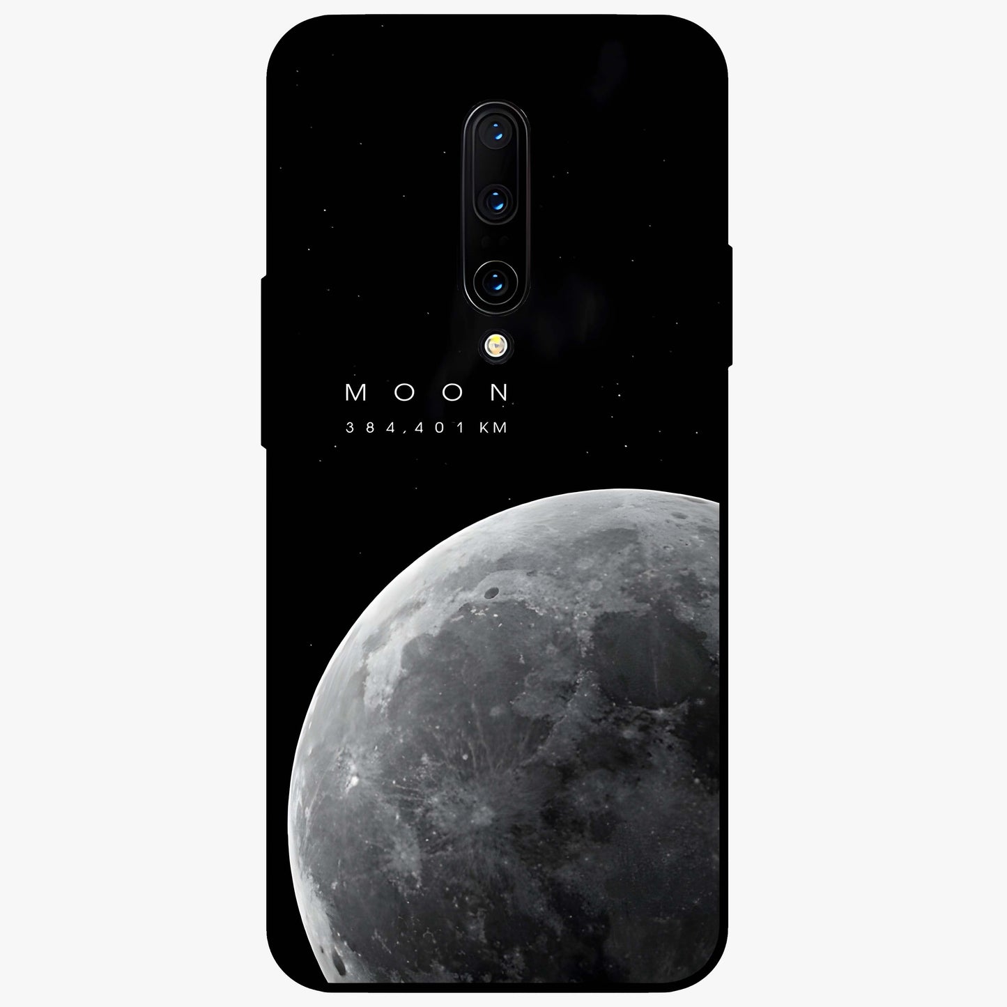Cosmic Moon Glow Glass Case showing flat back view with glowing moon artwork and glossy glass finish.