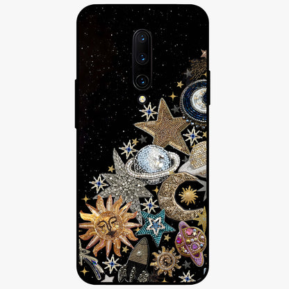 Cosmic Sparkle Dreams Glass Case showing flat back view with sparkling cosmic artwork and glossy glass finish.