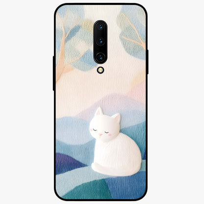 Cotton Dream Cat Glass Case showing flat back view with soft dreamy cat artwork and glossy glass finish.