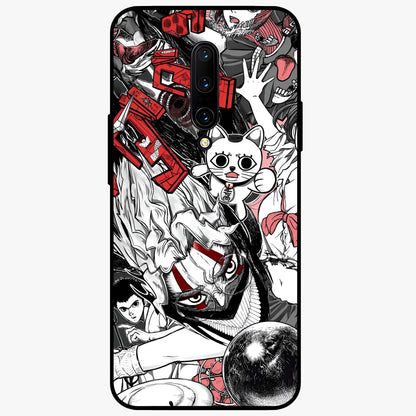 Crimson Chaos Panel Glass Case showing flat back view with bold crimson abstract artwork and glossy glass finish.