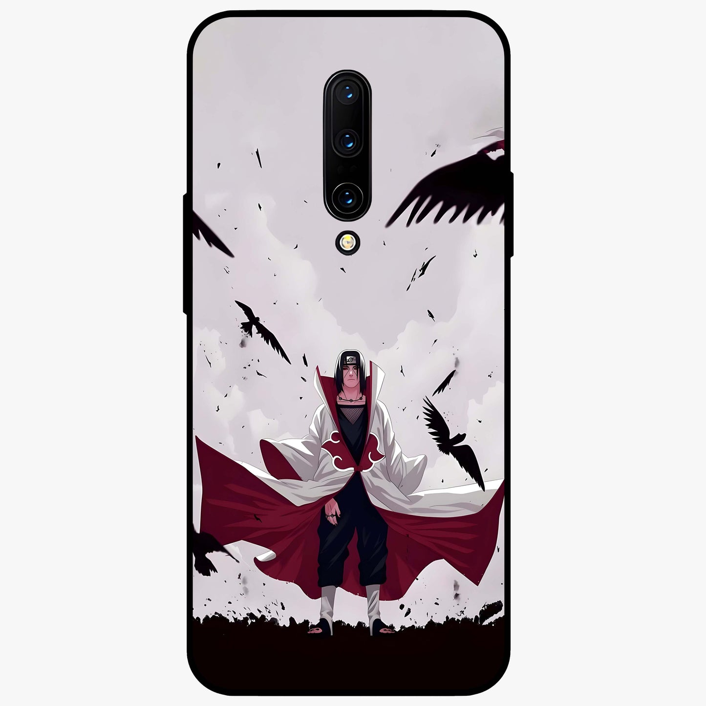 Crimson Crow Ascension Glass Case showing flat back view with mystical crow artwork and glossy glass finish.