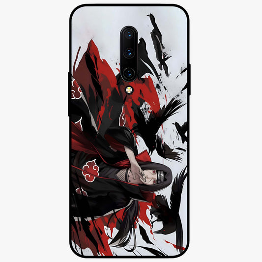 Crimson Crow Illusion Glass Case showing flat back view with artistic crow illusion artwork and glossy glass finish.