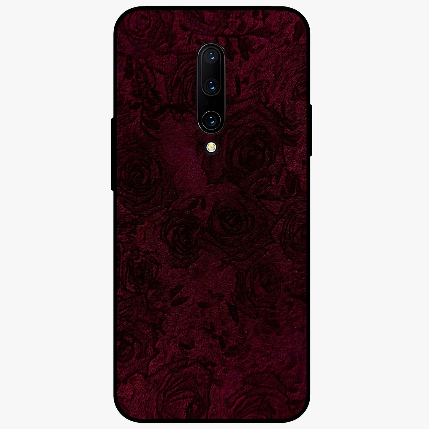 Crimson Fade Flow Glass Case showing flat back view with flowing crimson gradient artwork and glossy glass finish.