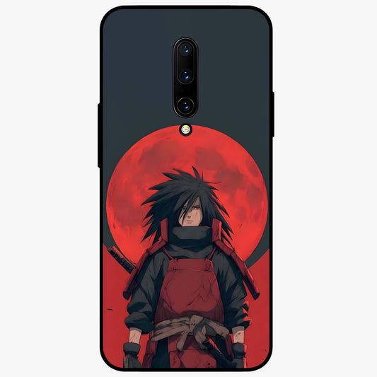 Crimson Moon Warlord Glass Case showing flat back view with mystical moon warrior artwork and glossy glass finish.