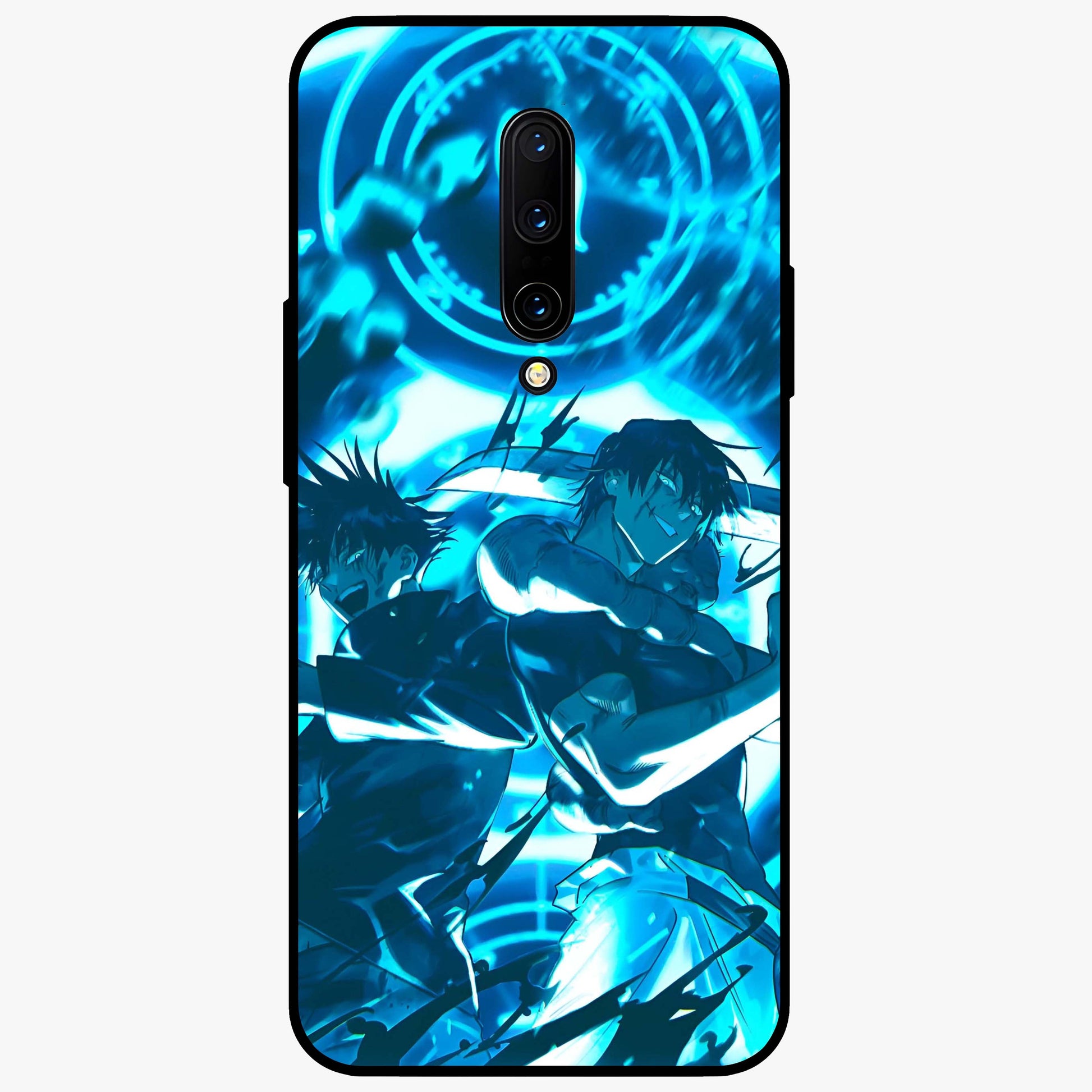 Cursed Energy Clash Glass Case showing flat back view with intense cursed energy artwork and glossy glass finish.