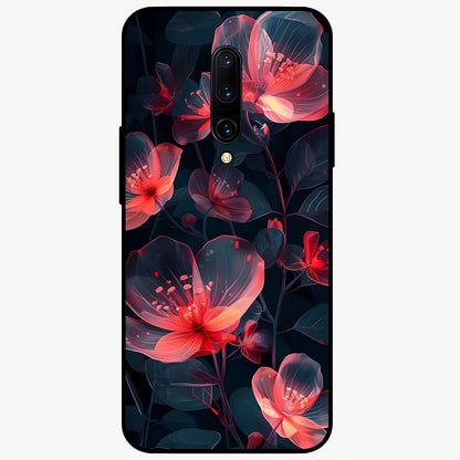 Dark Shade of Flower Glass Case showing flat back view with elegant dark floral artwork and glossy glass finish.