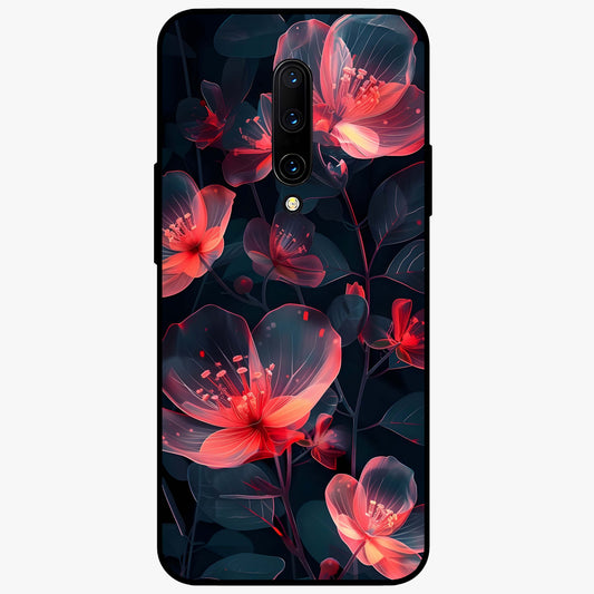 Dark Shade of Flower Glass Case showing flat back view with elegant dark floral artwork and glossy glass finish.