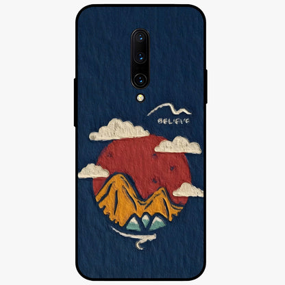 Dream Beyond Mountains Glass Case showing flat back view with scenic mountain landscape artwork and glossy glass finish.