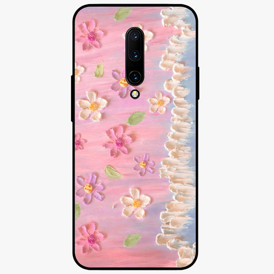 Dreamy Painted Garden Glass Case showing flat back view with artistic painted floral garden artwork and glossy glass finish.