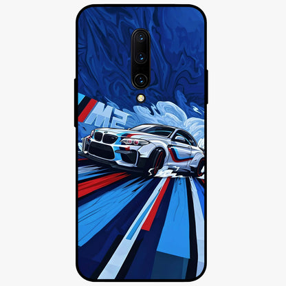 Drift Power Rush Glass Case showing flat back view with dynamic racing inspired artwork and glossy glass finish.