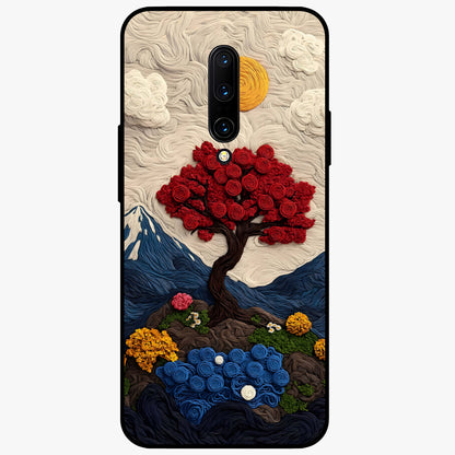 Eternal Nature Tapestry Glass Case showing flat back view with intricate nature tapestry artwork and glossy glass finish.