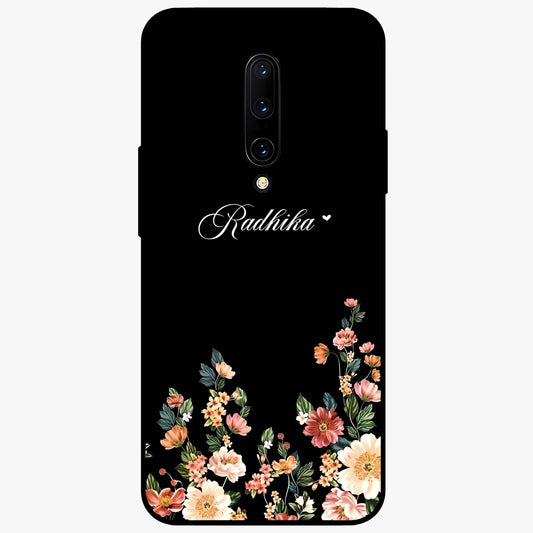 Floral Design With a Custom Personalized Name Glass Case showing flat back view with floral artwork and personalized name design.