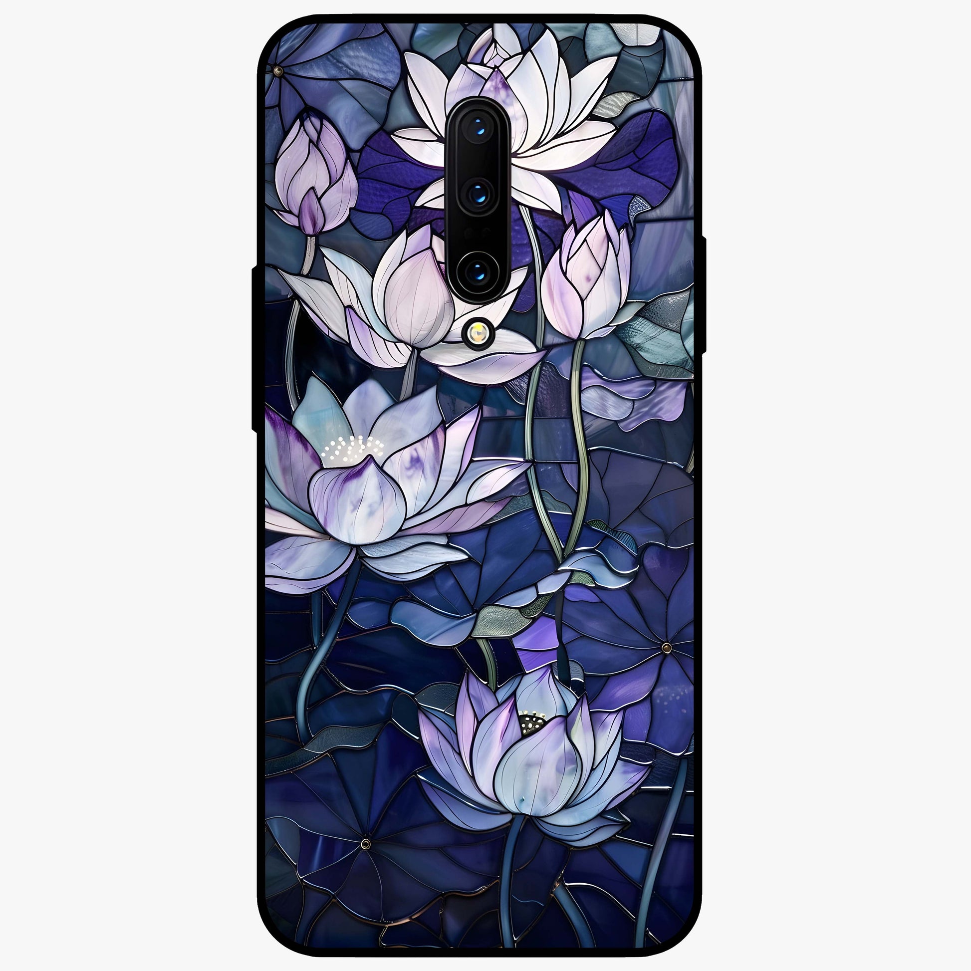 Gloss Petal Rush Glass Case showing flat back view with glossy flower petal artwork and smooth glass finish.
