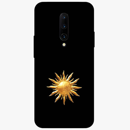 Golden Sun Minimalism Glass Case showing flat back view with minimal golden sun artwork and glossy glass finish.