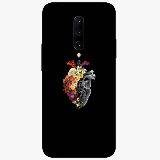 Heart With Flowers Glass Case showing flat back view with heart shaped floral artwork and glossy glass finish.