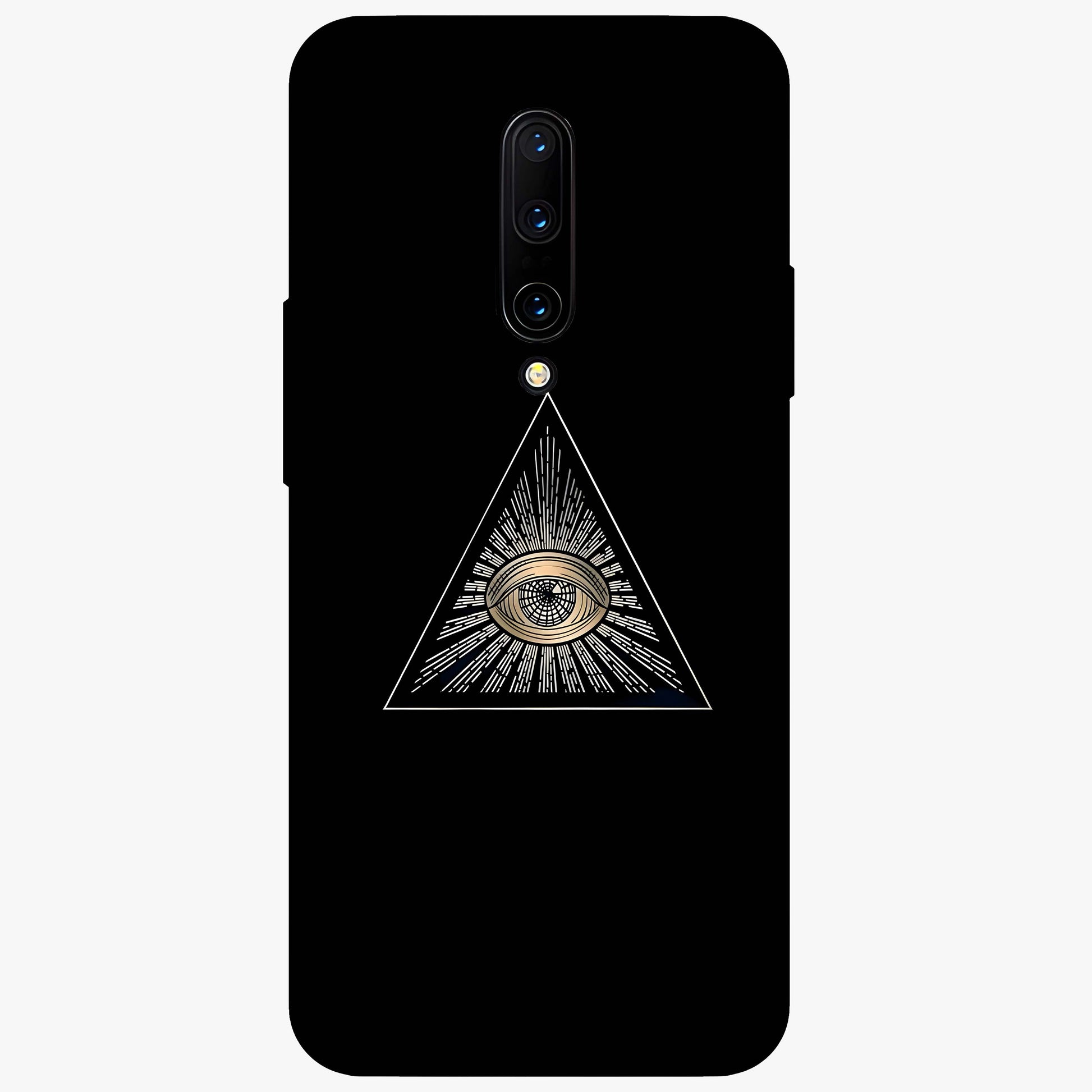 Illuminati Evil Glass Case showing flat back view with mysterious illuminati symbol artwork and glossy glass finish.