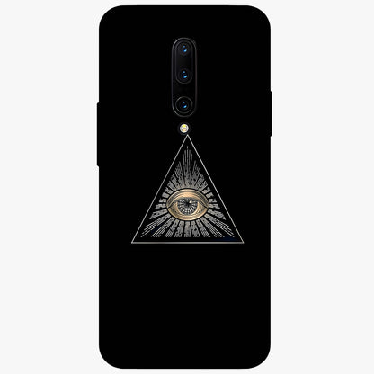 Illuminati Evil Glass Case showing flat back view with mysterious illuminati symbol artwork and glossy glass finish.