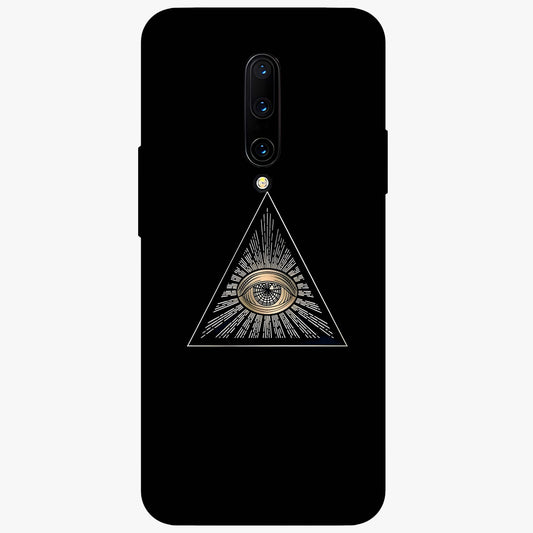 Illuminati Evil Glass Case showing flat back view with mysterious illuminati symbol artwork and glossy glass finish.