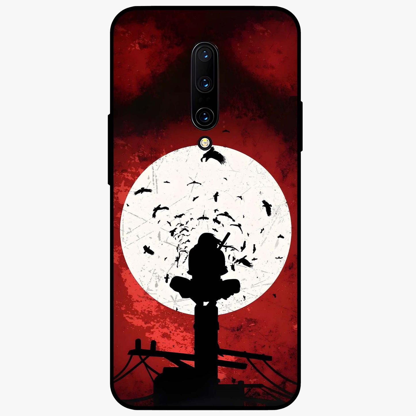Itachi Limited Edition Naruto Anime Glass Case showing flat back view with iconic anime character artwork and glossy glass finish.