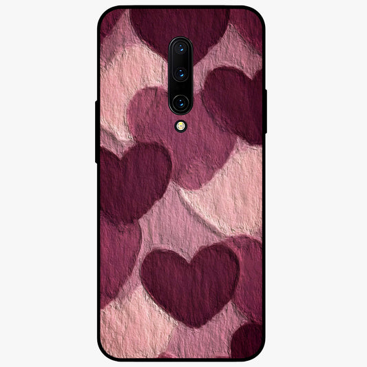 Layered Paper Hearts Glass Case showing flat back view with layered paper heart artwork and glossy glass finish.