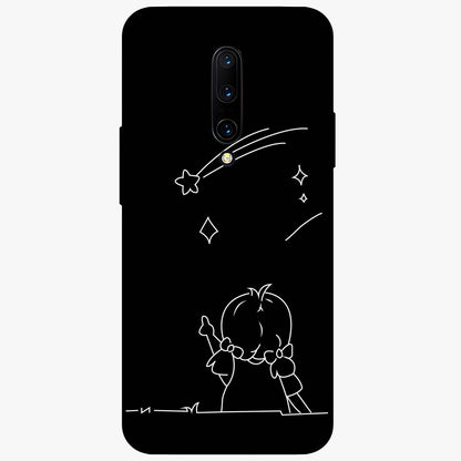 Line Art Girl With Shooting Stars Glass Case showing flat back view with minimal line art girl and shooting stars illustration and glossy glass finish.
