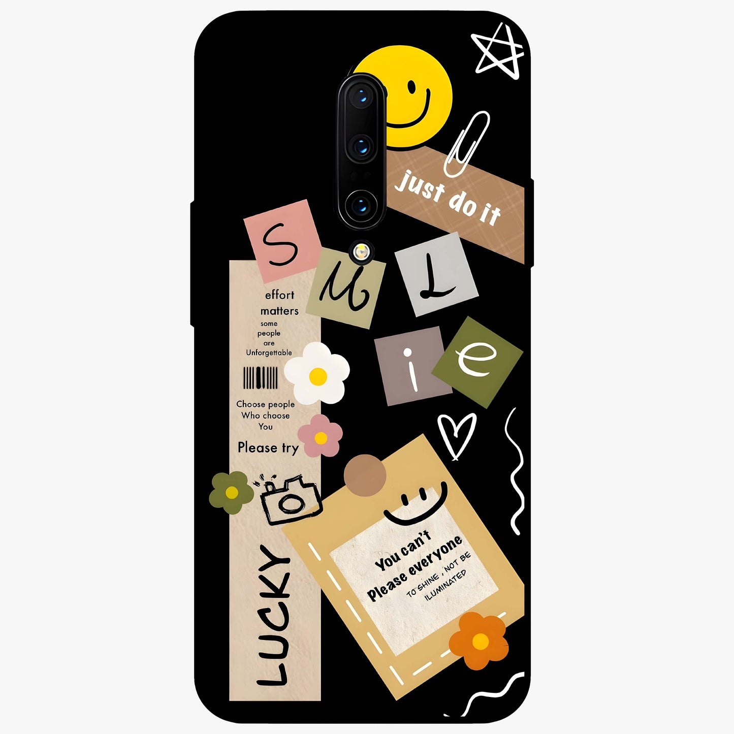 Lucky Aesthetic Collage Glass Case showing flat back view with trendy aesthetic collage artwork and glossy glass finish.