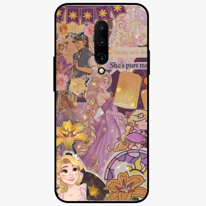 Magical Tangled Dream Glass Case showing flat back view with dreamy tangled artwork and glossy glass finish.