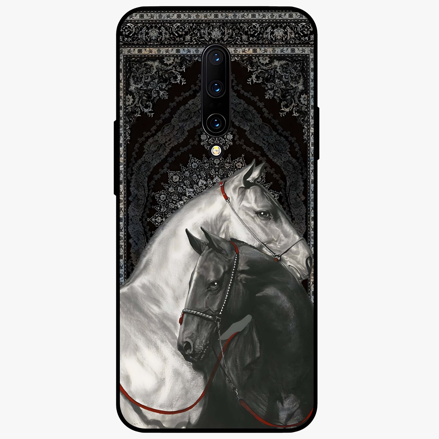 Majestic Ride Legacy Glass Case showing flat back view with powerful automotive inspired artwork and glossy glass finish.