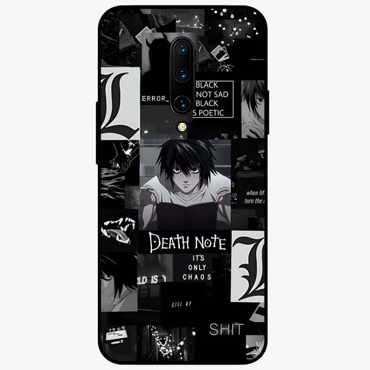 Midnight Chaos Mind Glass Case showing flat back view with abstract dark themed artwork and glossy glass finish.